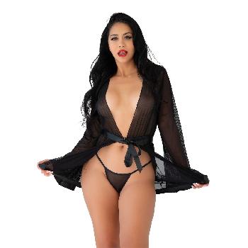 Kimono Nero Daring Intimates Sheer Kimono and String 