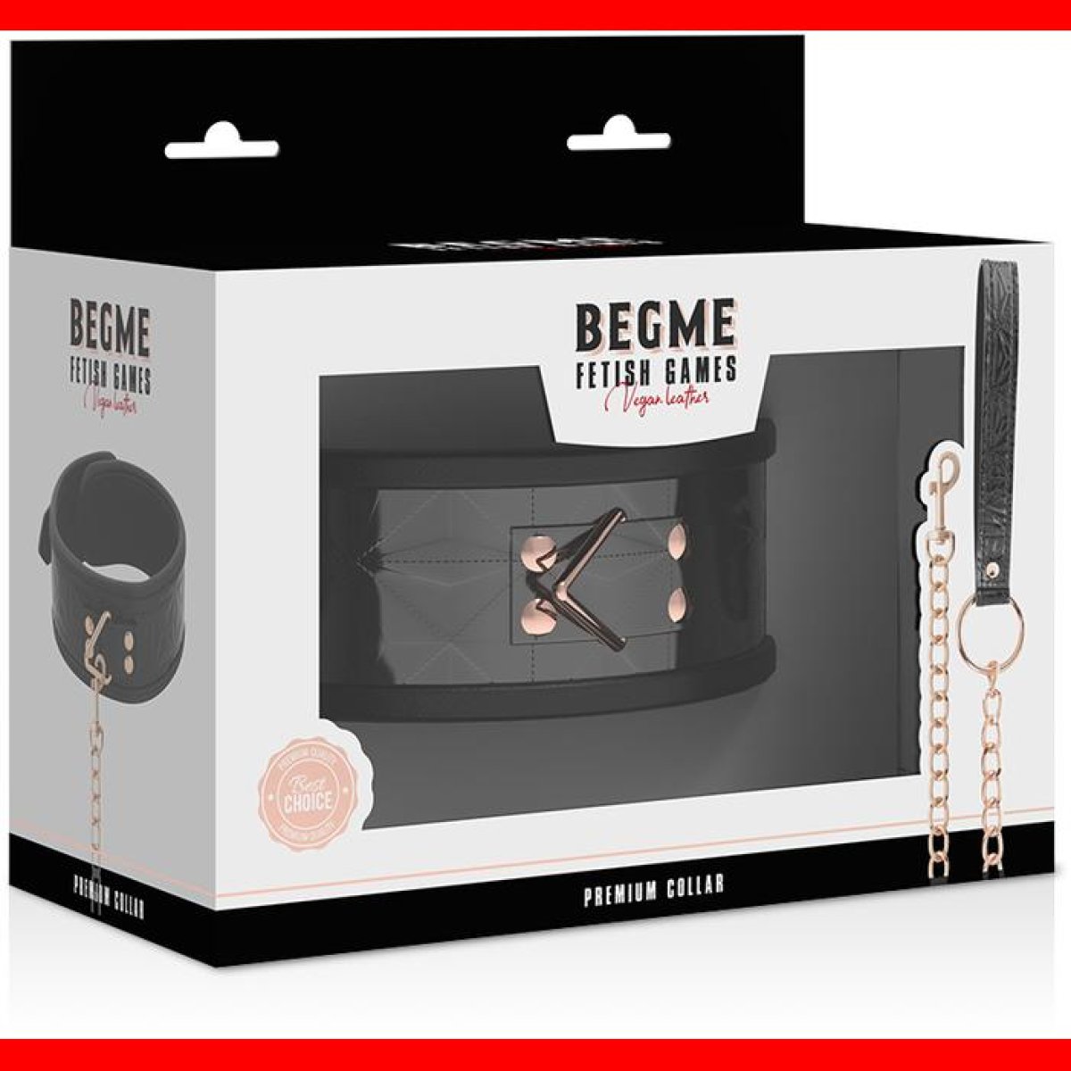 Collare con guinzaglio BEGME BLACK EDITION VEGAN LEATHER